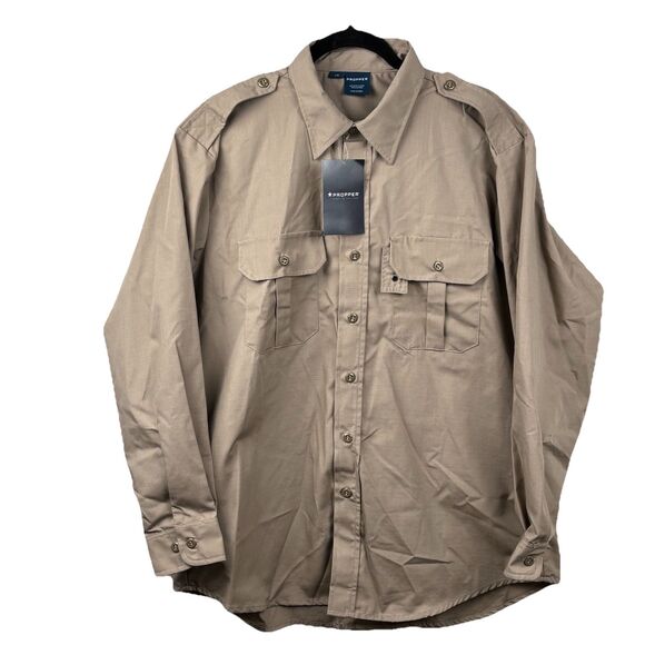 Propper® Men Tactical Shirt Large Long Sleeve Police Milt Work Uniform Button Up - Picture 3 of 10